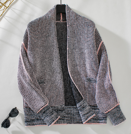 Lång Kofta Dam Mjuk Stickad Avslappnad Cardigan-3