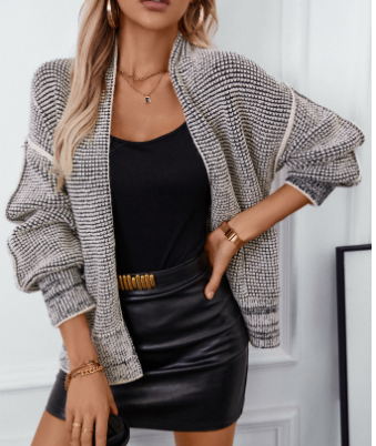 Lång Kofta Dam Mjuk Stickad Avslappnad Cardigan-1