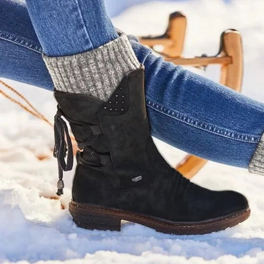 Dam Snöskor Modern Design Eco Leather Med Blixtlås och Mysig Inredning-1