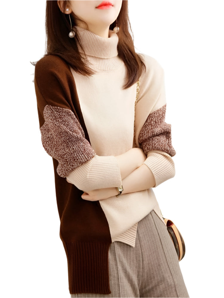 Dam Stickad Tröja Långärmad Randig 100% Akryl-1