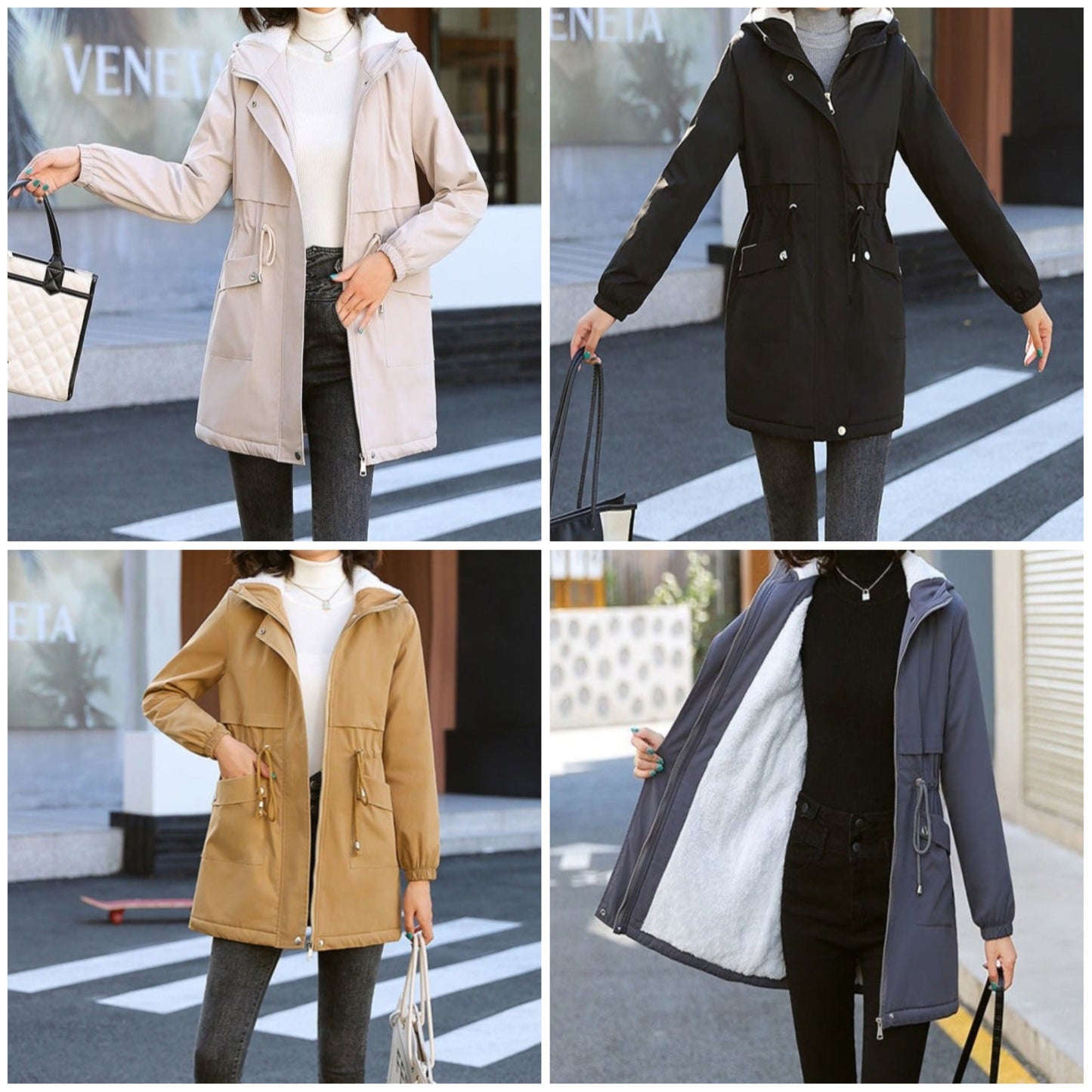 Vinterjacka Dam Parkas Syntetisk Päls Bomull Polyester-5