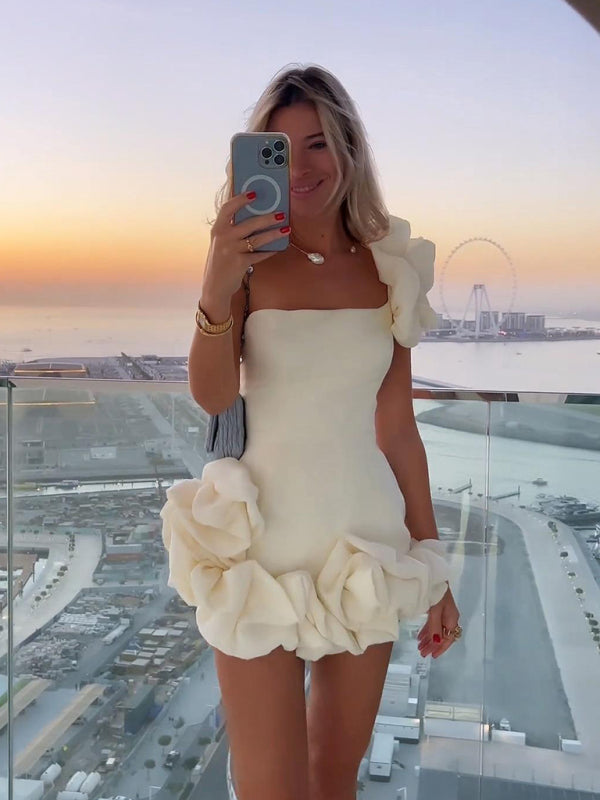 Dam Miniklänning En Axel Stilren Polyester-4