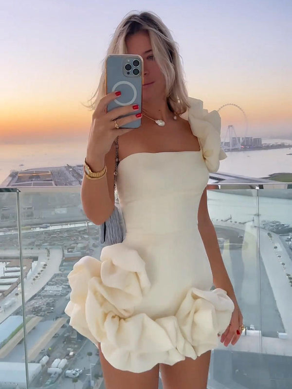 Dam Miniklänning En Axel Stilren Polyester-6