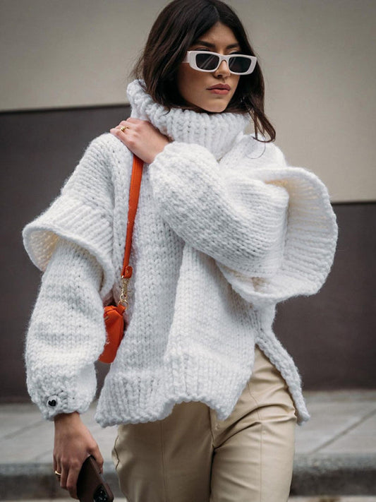 Kvinnors LÄng Turtleneck Tröja Mjuk Polyester-1