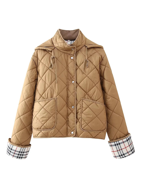 Dam Vinterjacka Oversized Polyester med Kontrasterande Detaljer-5