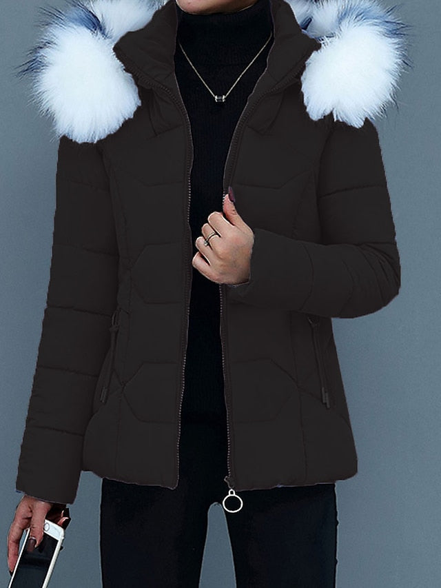 Variant image for Dam Lång Vinterjacka Modern med Päls Krage Polyester-6