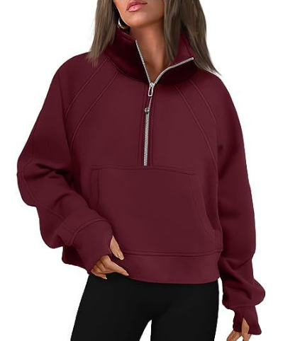 Boxy Vintertröja för Dam med Halv Dragkedja och Känguruficka – Mjuk Värmande Blandning, Avslappnad Passform 10