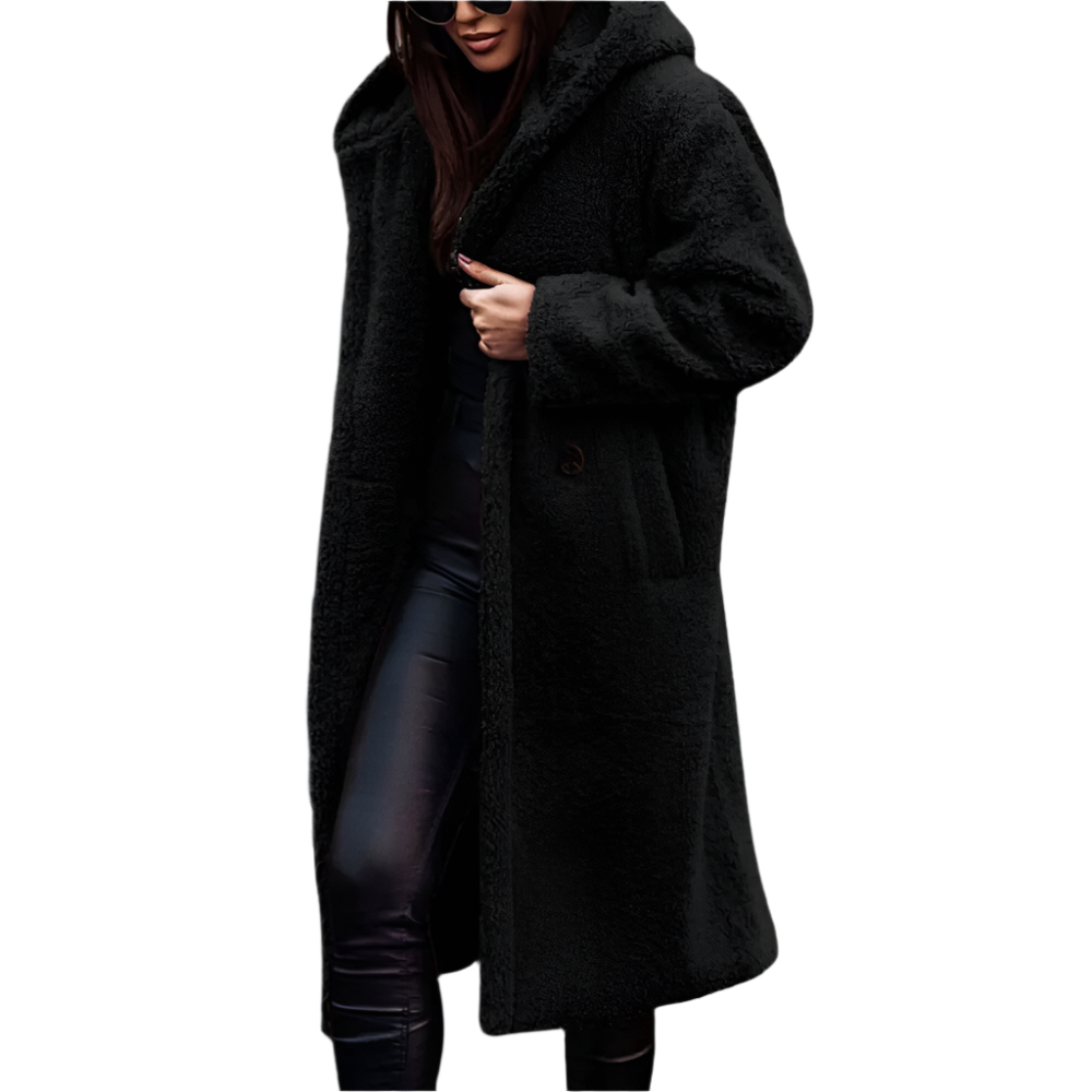 Lång Vinterjacka Dam Klassisk Polyester med Päls-1