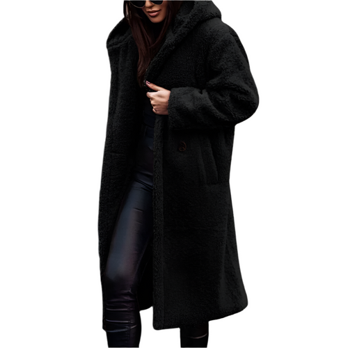 Lång Vinterjacka Dam Klassisk Polyester med Päls-1