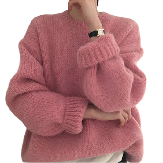 Dam Stickad Tröja LĂ„nga Ărmar Ullblandning-1