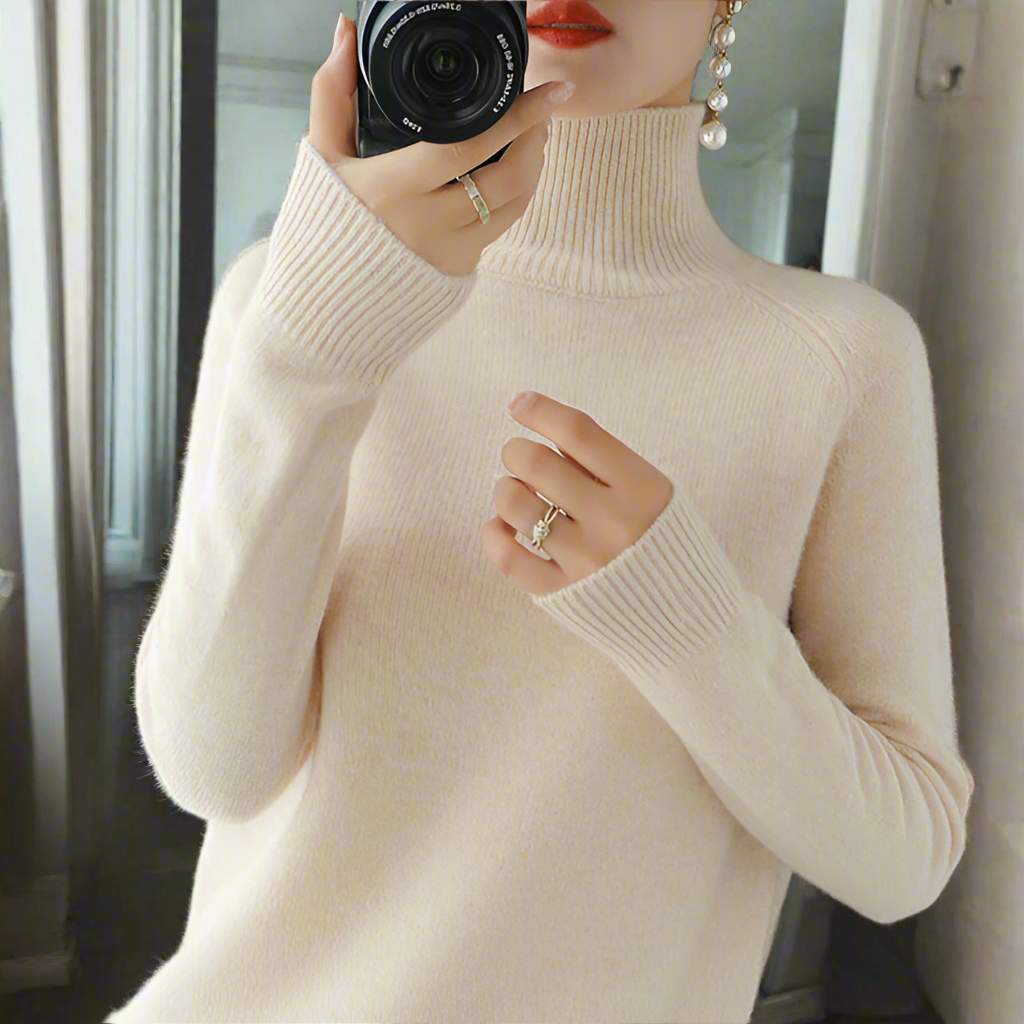 Variant image for Stickad Dam Tröja Turtleneck Ullblandning Smickrande Passform-36