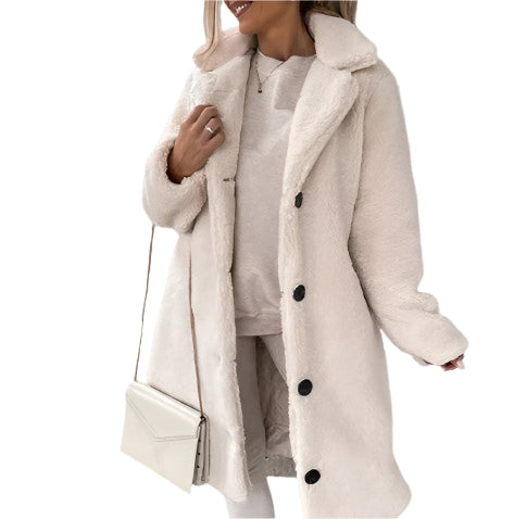 Dam LÄng Vinterjacka Fluffig Revers Mjuk Tyg-1