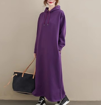 Variant image for Dam Klänning Lång Med Huva Polyester Avslappnad Stil-43