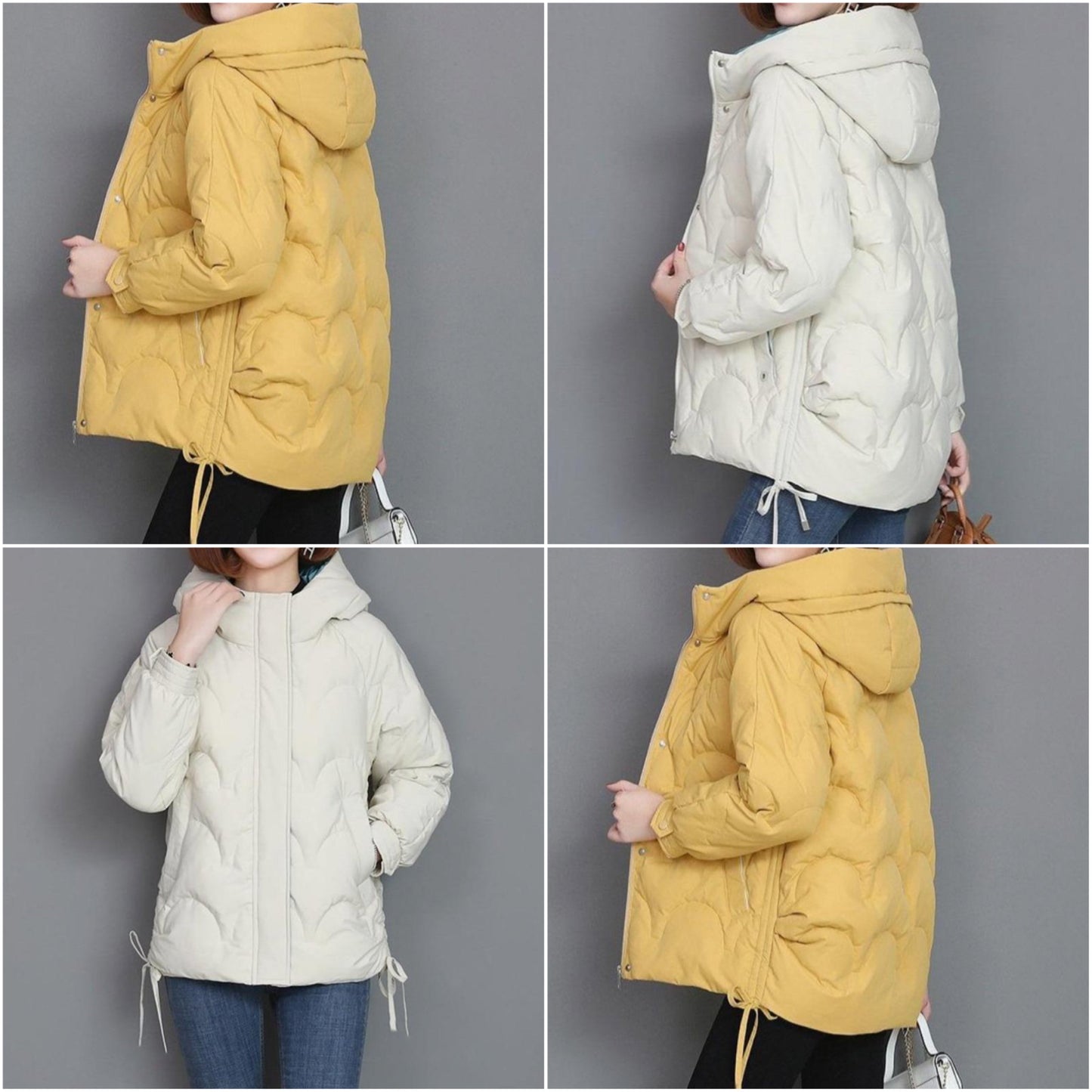 Dam Vinterjacka Quiltad Höftlängd Polyester Bomull-3