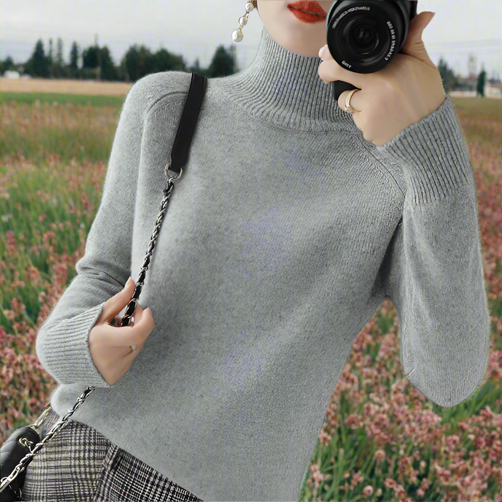 Variant image for Stickad Dam Tröja Turtleneck Ullblandning Smickrande Passform-31