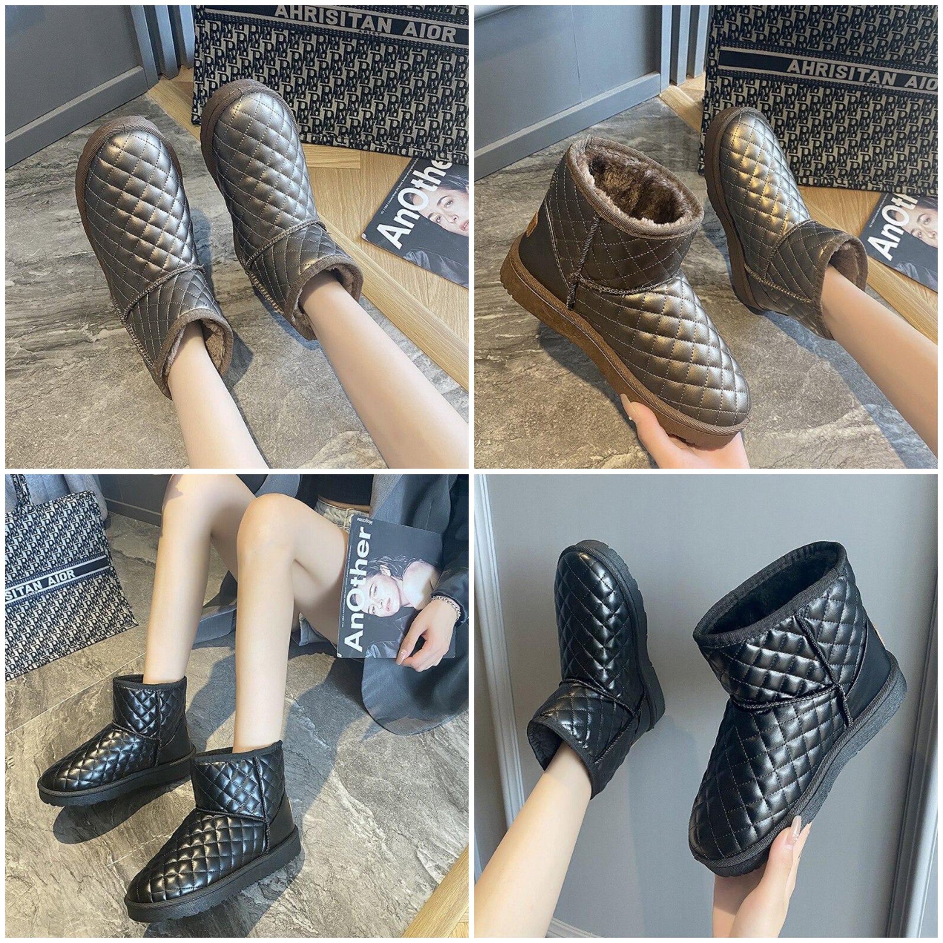 Kvinnors Snöstövlar Eco Leather Metallfinish Väderresistent-5