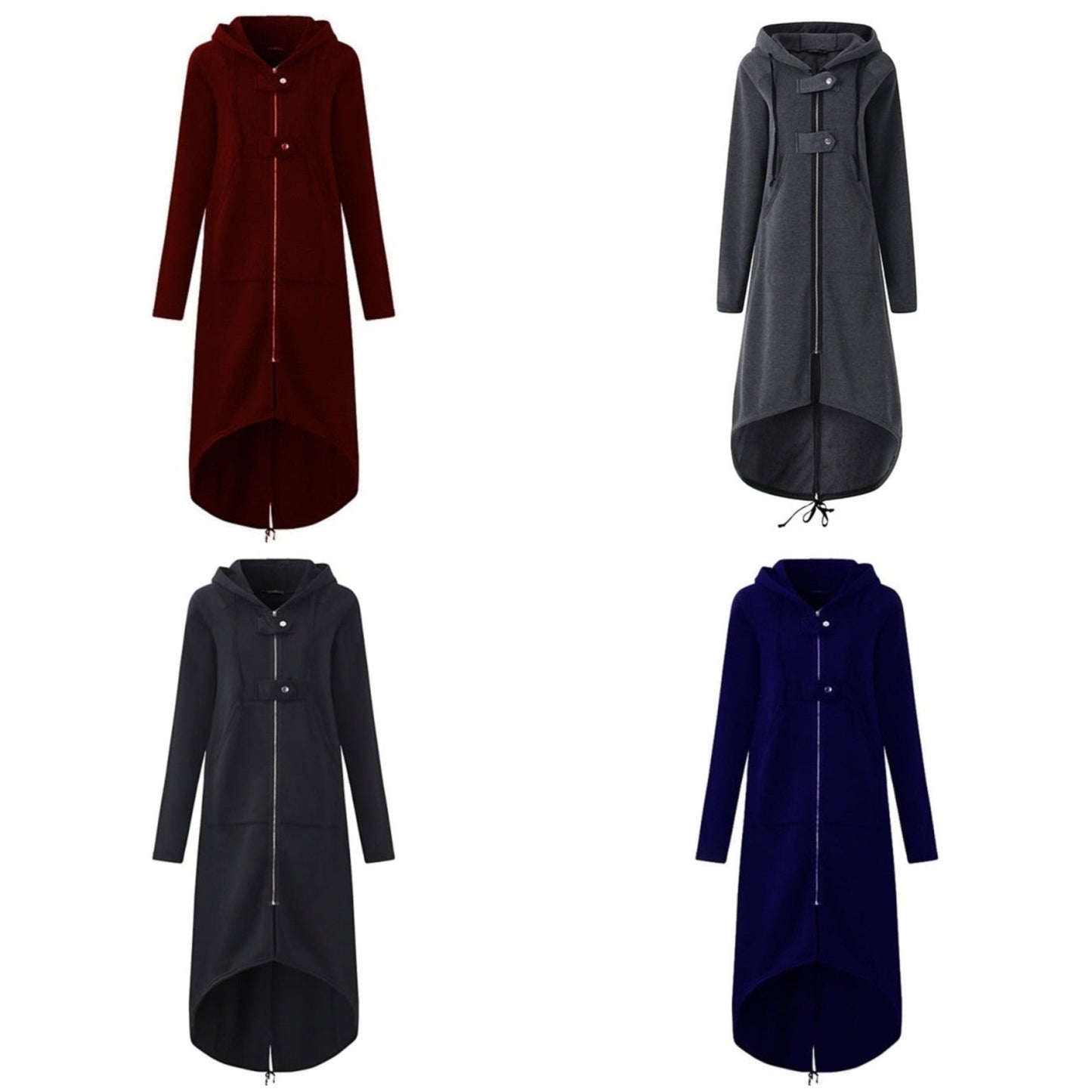 Damer Lång Svettjacka Sportig Bomull-6