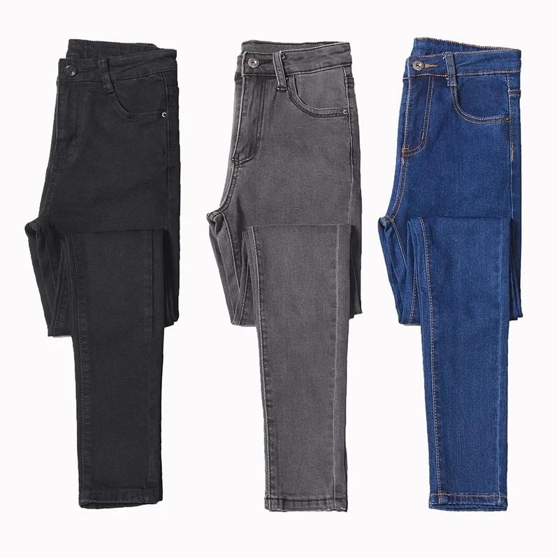 Dam Jeans Hög Midja Stretch Klassisk Stil Bomull Polyester-3