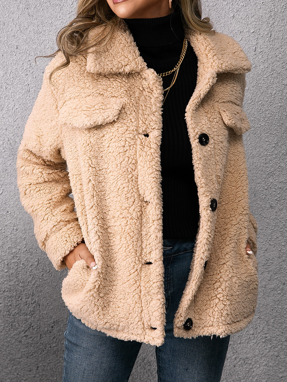 Dam Vinterjacka Lång Teddy Fleece-6