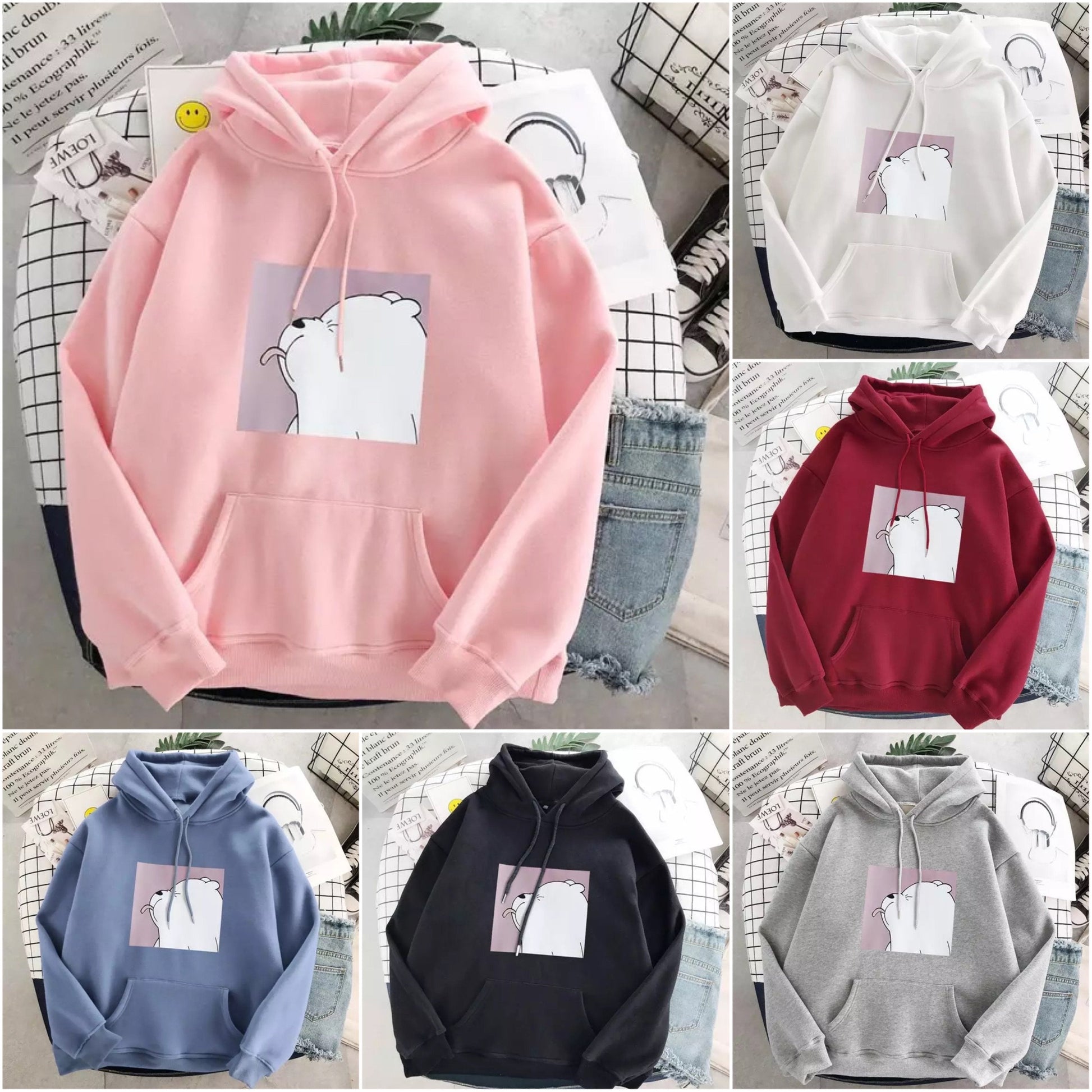 Dam Hoodie Överdimensionerad Bomull Polyester-2