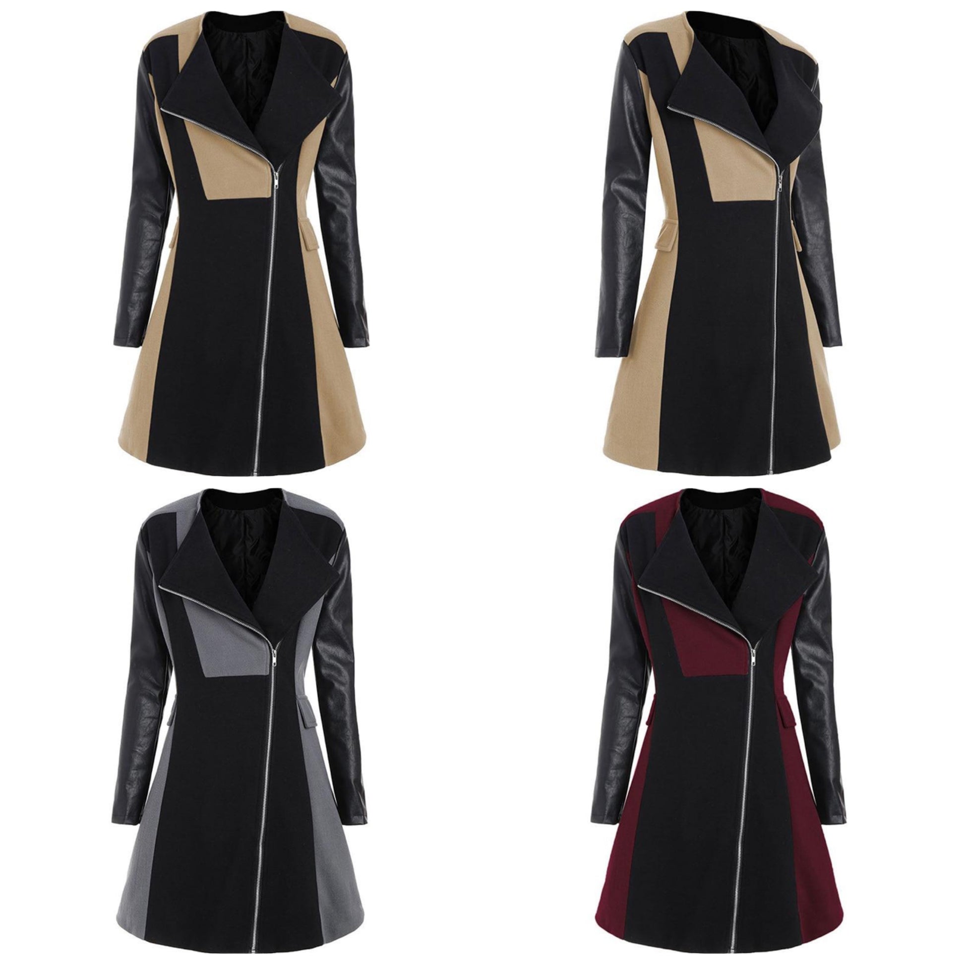 Dam Fritidsrock Två-Ton Bomull Polyester Lång Snitt-5