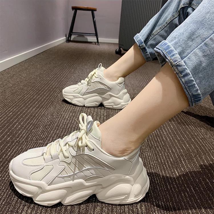 Dam Platågymnastikskor Trendigt 90-talsutseende Hållbart Läder Neopren-5