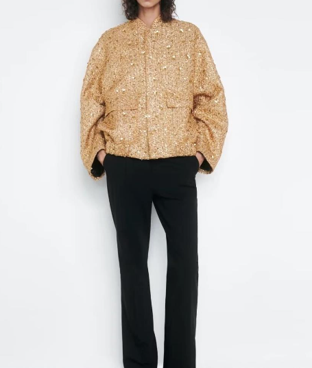 Dam Kappa Överdimensionerad Med Guldpaljetter Elegant Stil Högkvalitativt Material-5