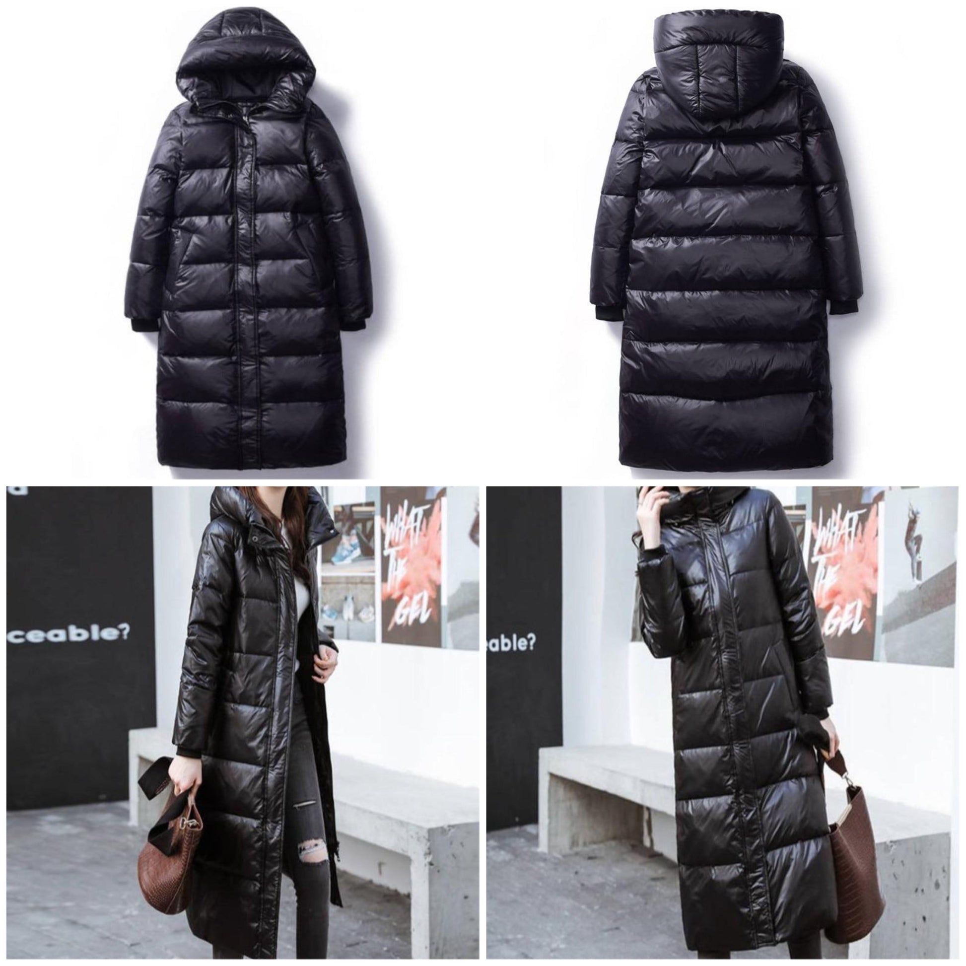 Lång Vinterrock Dam Figursydd Bomull Polyester-5