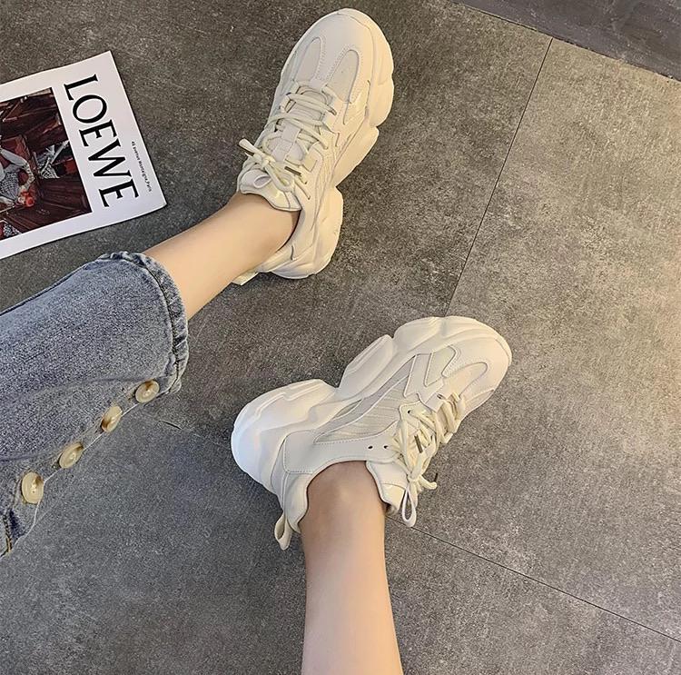 Dam Platågymnastikskor Trendigt 90-talsutseende Hållbart Läder Neopren-3