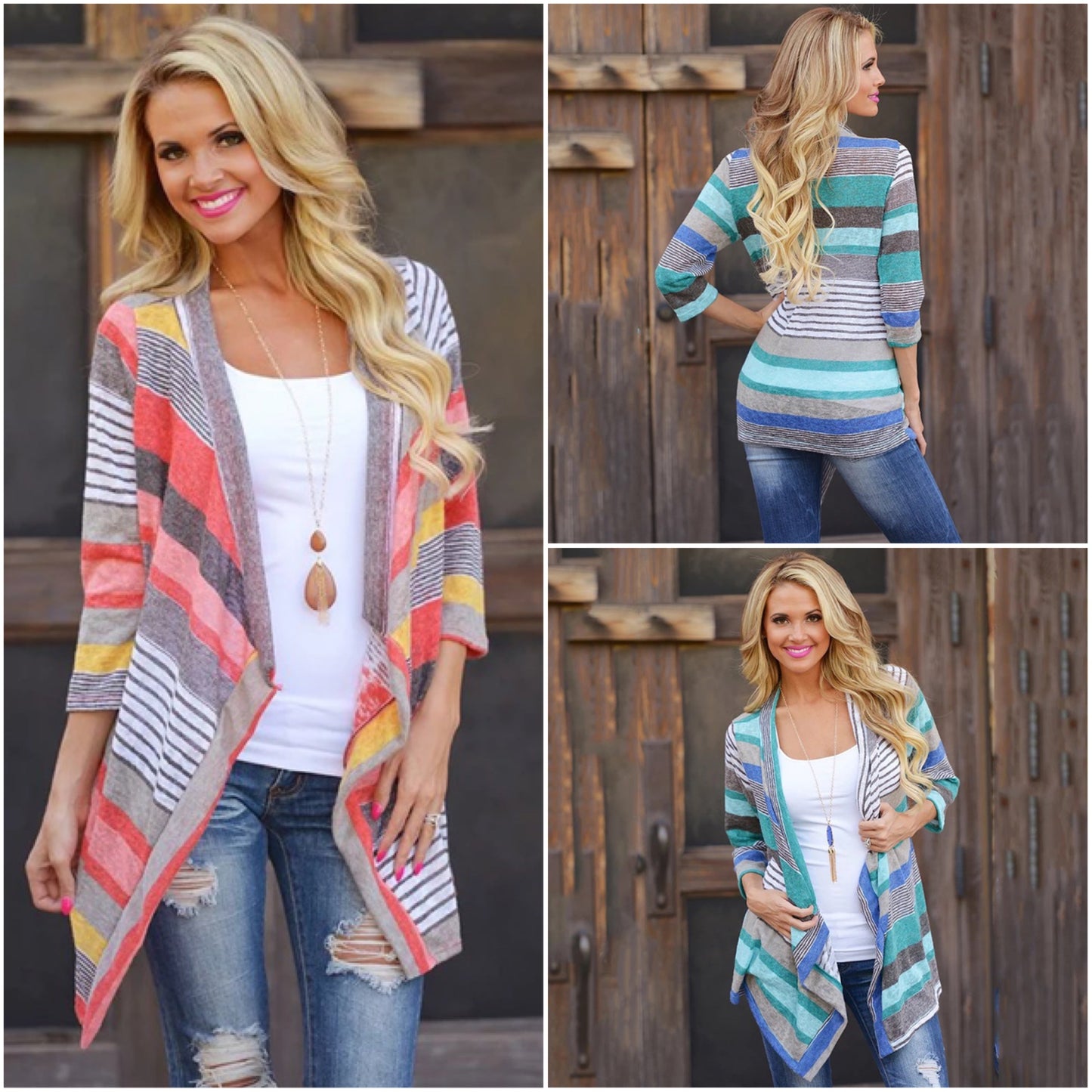 Dam Cardigan Färgglad Jersey Mjuk och Stretchig-5