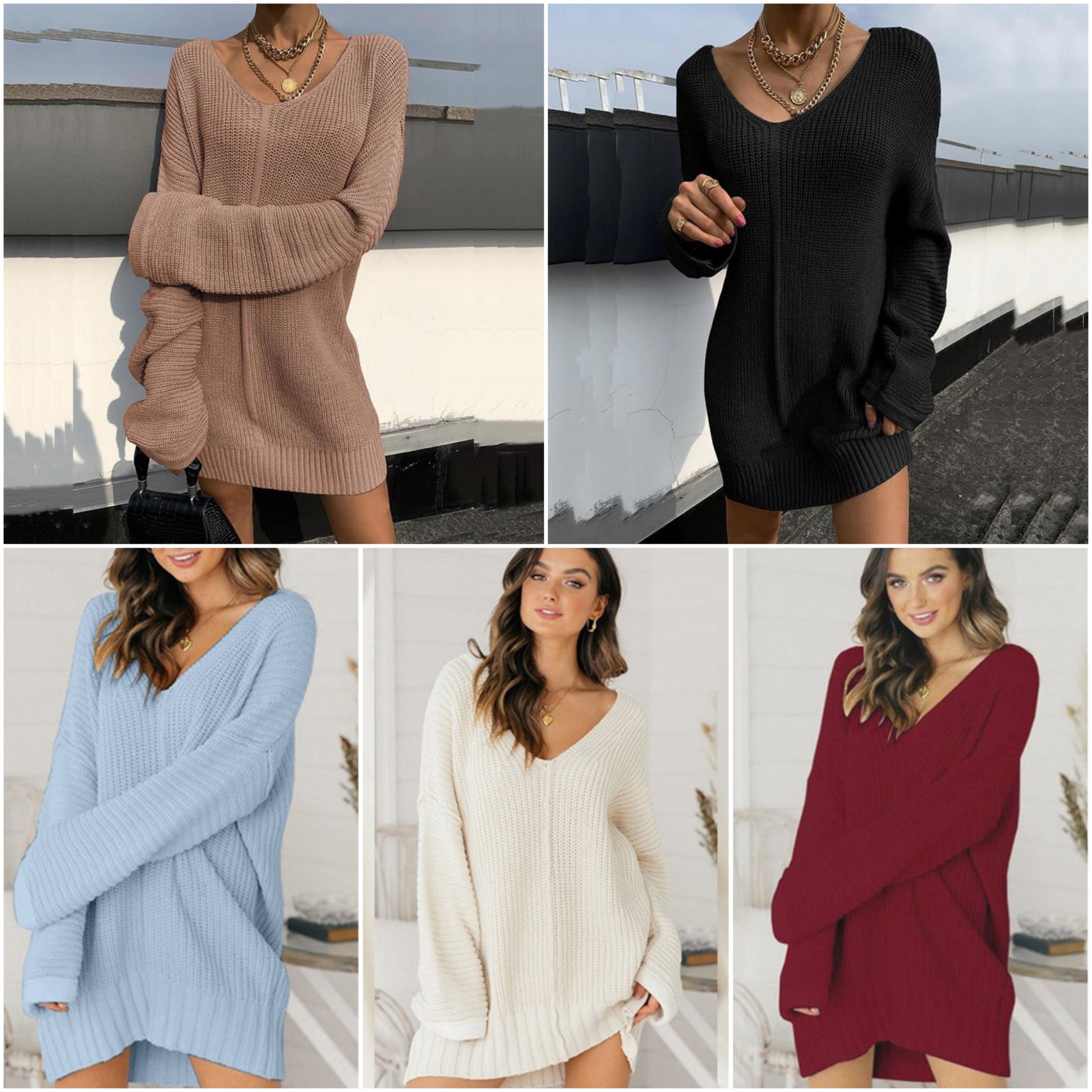 Knälång Stickad Damklänning med Långa Klockärmar – Fina Dam Klänningar i Mjuk Kvalitet 4