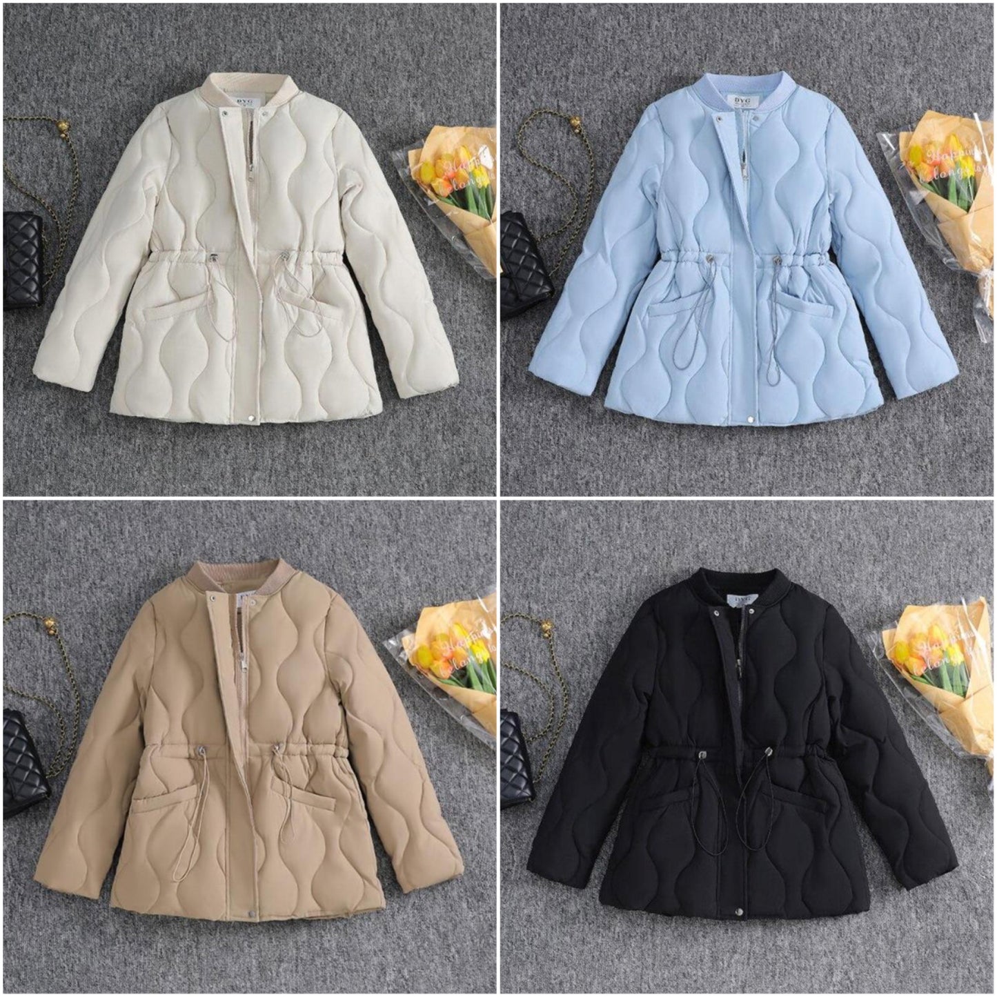 Damjacka Klassisk Quiltad Bomull och Polyester-5