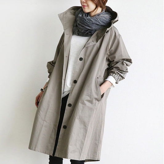 Dam Trenchrock Vattenavvisande Polyester Tidlös Design-1