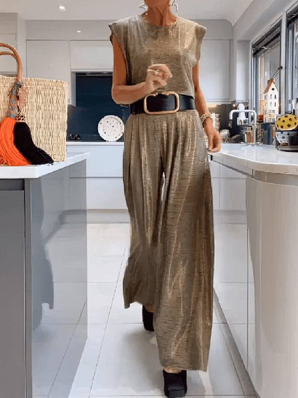 Variant image for Damer Lätta Byxor Ärmlös Topp Mjukt Material-22