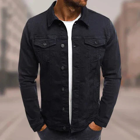 Slim Fit Herrjacka i 100% Bomull – Denimjacka för Höst med Flera Fickor och Trendiga Detaljer 8