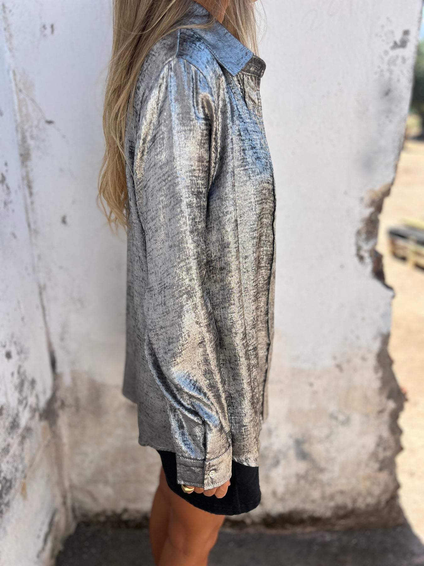 Blus Dam Metallisk Glamour Polyester Elastan-4