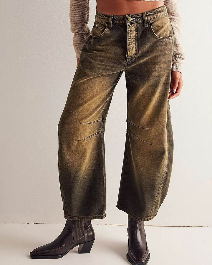 Kvinnors Raka Jeans Klassisk Passform Denim-3