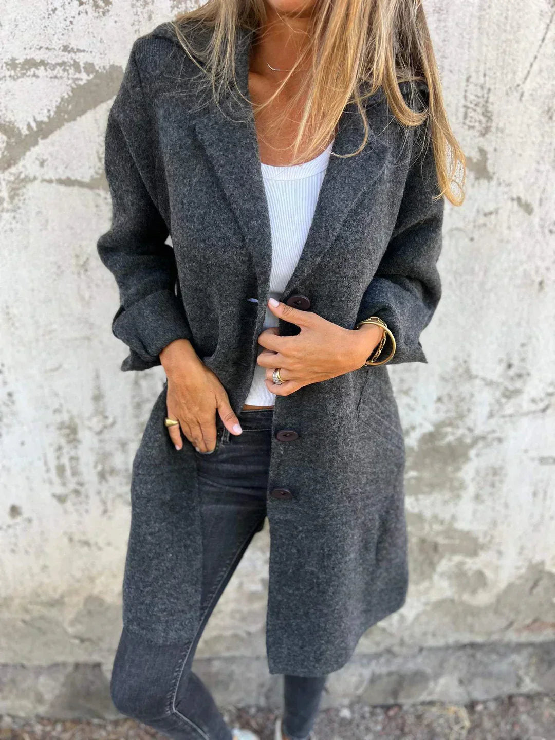 Dam Blazer Klassisk Design Andningsbart Tyg Med Fickor 4