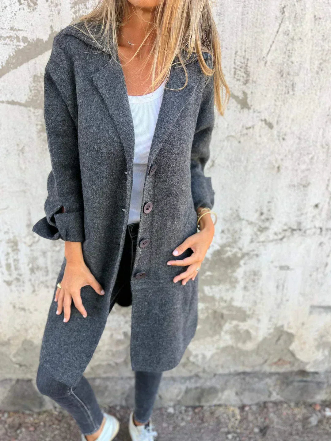 Dam Blazer Klassisk Design Andningsbart Tyg Med Fickor 5