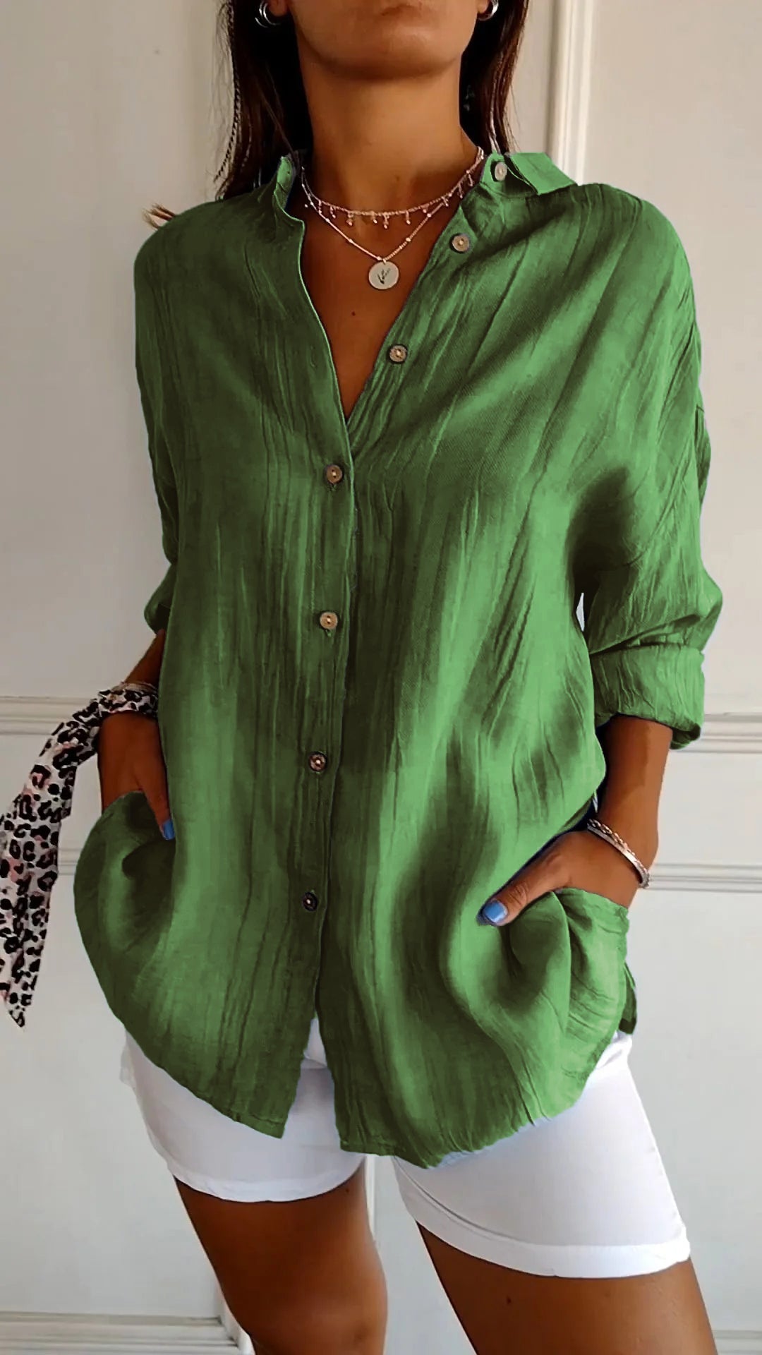 Variant image for Dam Blus Strukturerad Veckad Bomull Relaxed Fit-43