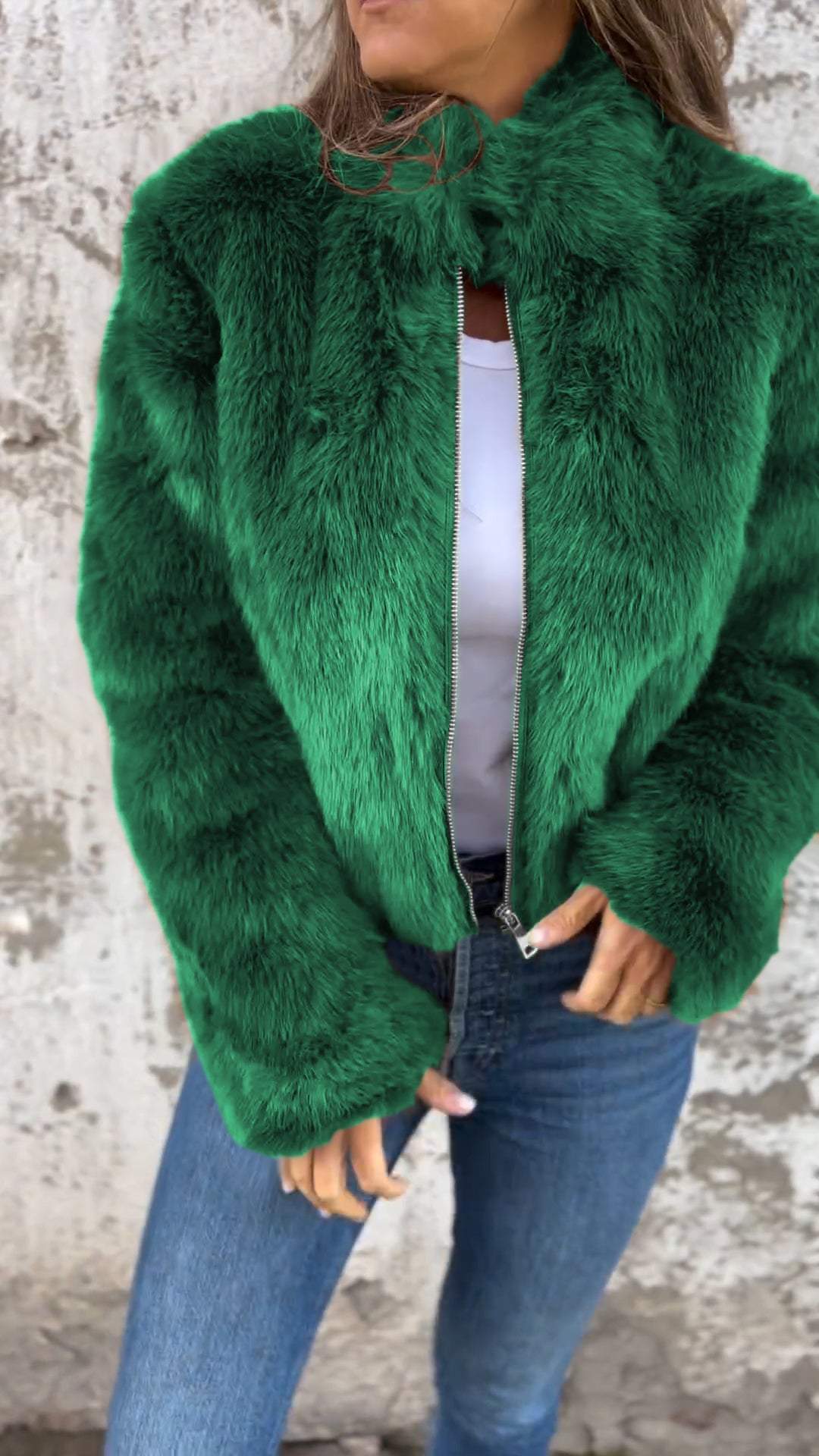 Damjacka Faux Päls Trendig Design Mjuk Material-6