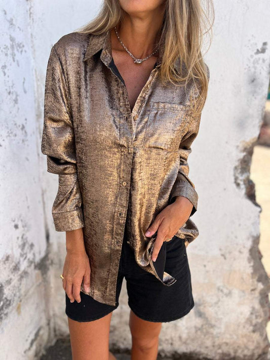 Blus Dam Metallisk Glamour Polyester Elastan-1
