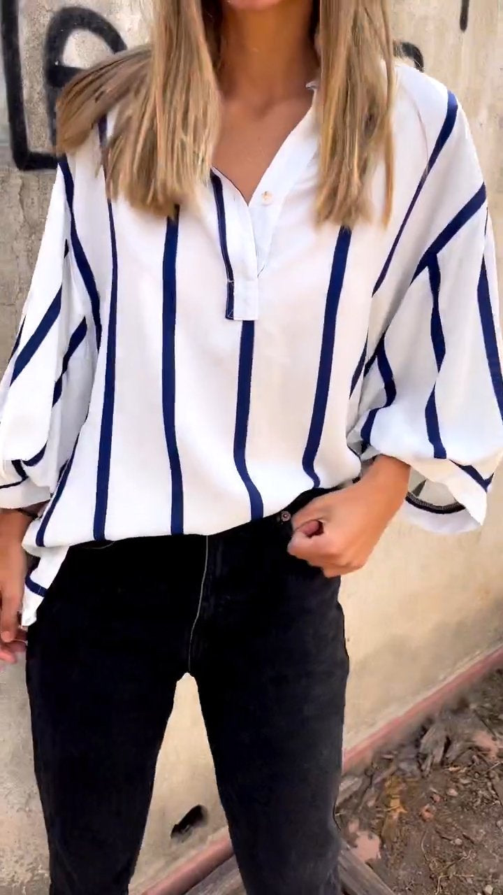 Dam Blus Trendig Avslappnad Passform Polyester-2