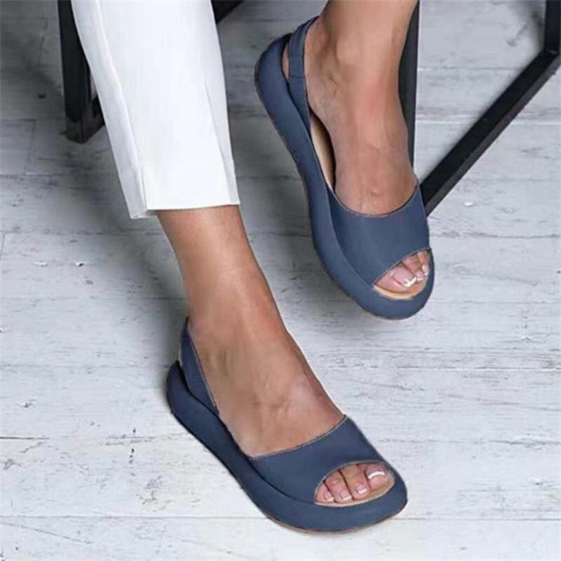Variant image for Dam Sommarsandal Läder Elegant Design Vadderad Fotbädd Justerbara Remmar-21