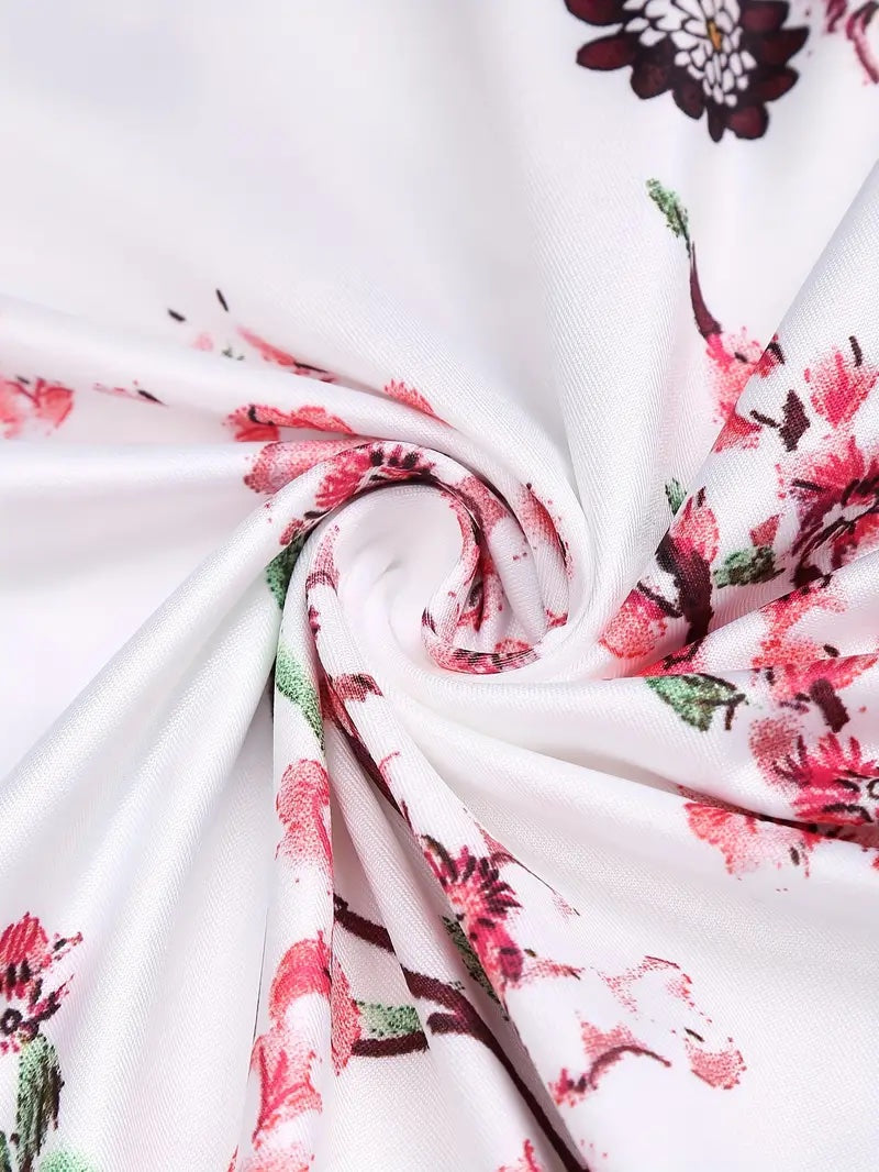 Kvinnors 2-delad Klänning V-hals Randig Andningsbart Tyg-6