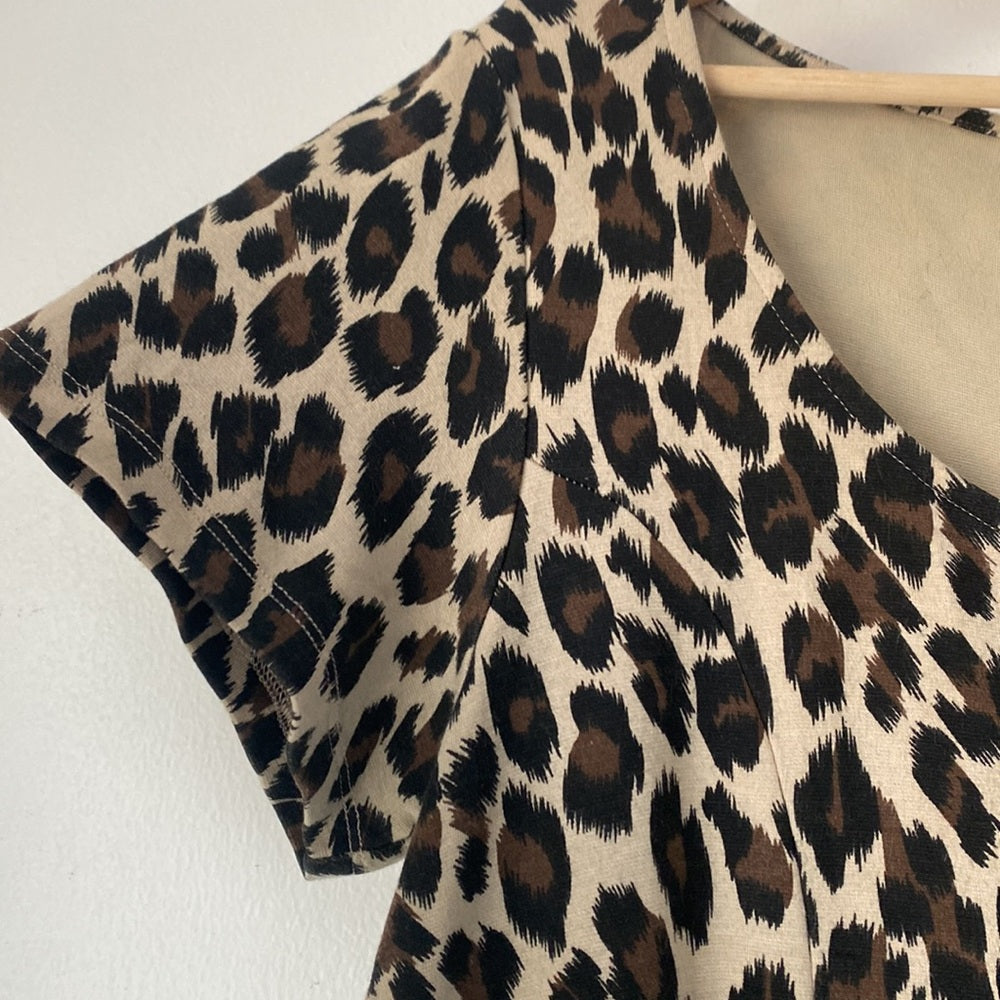 Dam Peplumblus Leopardmönster Mjuk Polyester-3