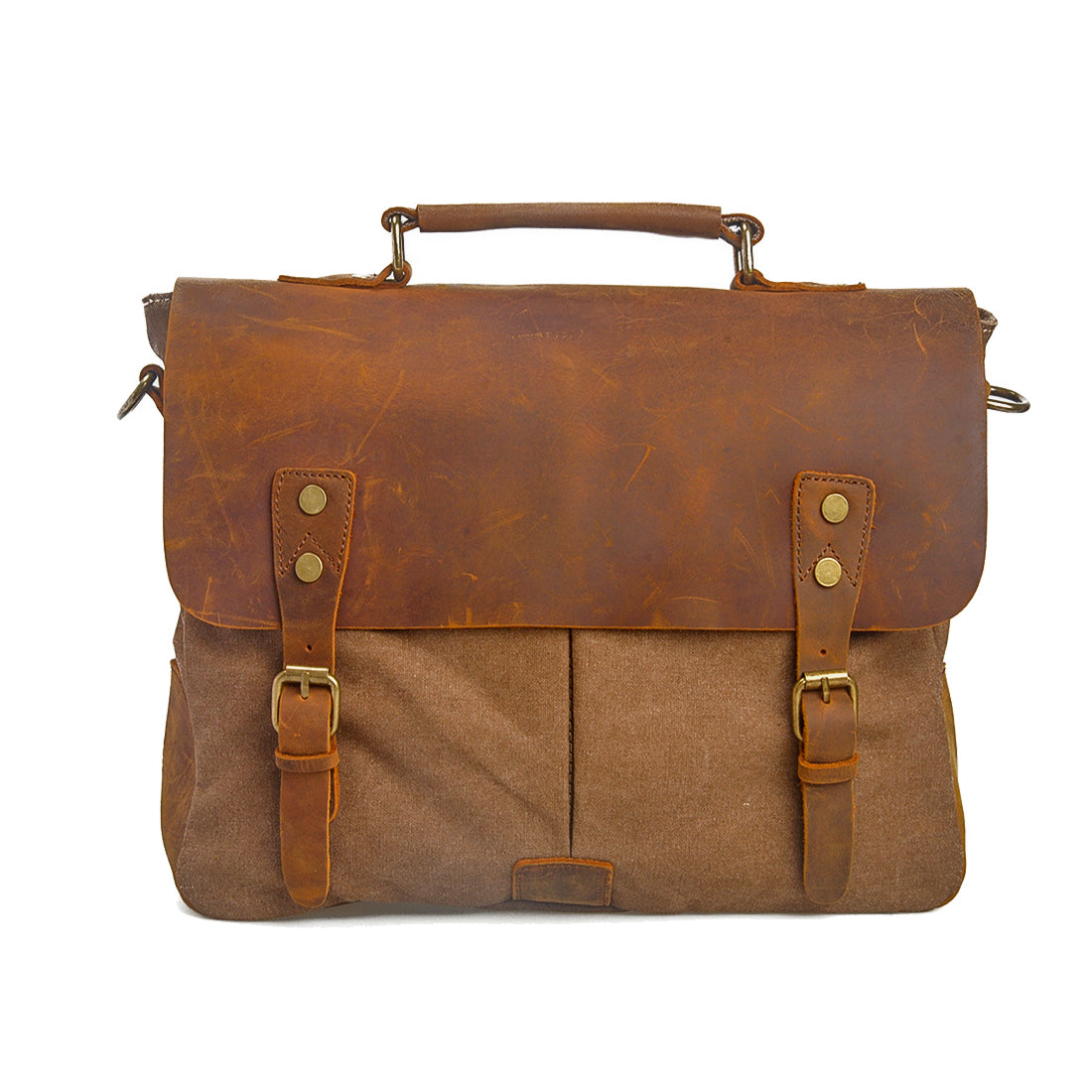 Variant image for Unisex Axelväska Vintage Bomull Canvas och Läder med Justerbar Axelrem-5