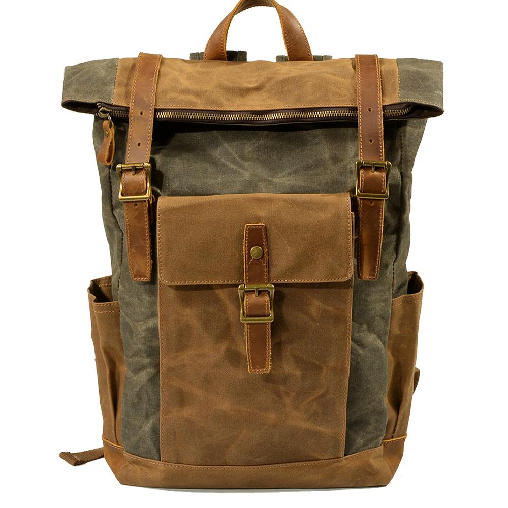 Herr Ryggsäck Canvas Robust Läder 9