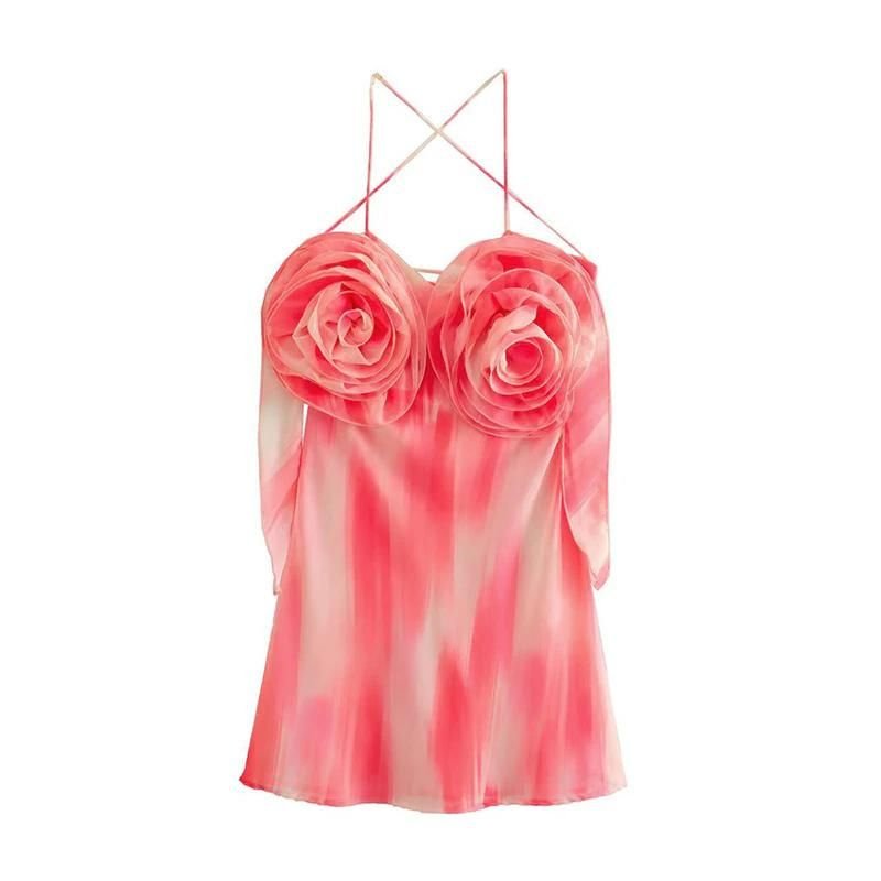 Kvinnors Klänning Blommönster Elegant Mjukt Tyg-3