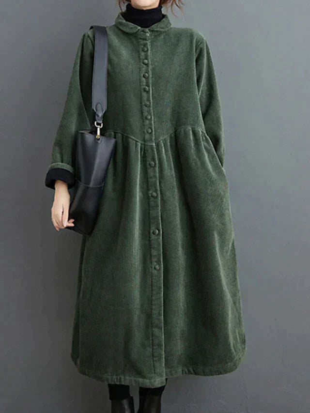Dam Kappa Elegant Kordmaterial Tidlös Design Mjuk Komfort-1